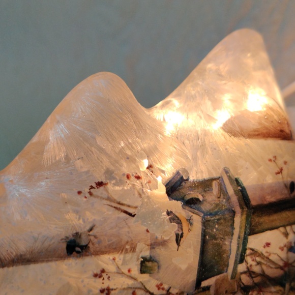 Vintage Frosted Glass Lighted Christmas Tree With Bird Houses & Dogwood - Picture 3 of 11